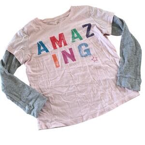 Peek Layered "Amazing" Tee - Pink & Grey - Size Medium
